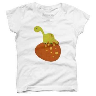Girl's Design By Humans Happy Cute Dino By parjono T-Shirt