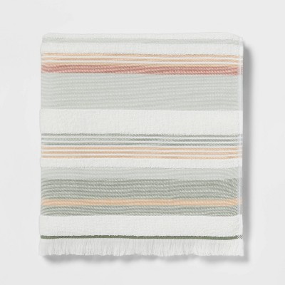 Striped Flat Woven Bath Towel Green - Threshold™