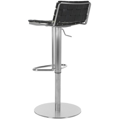 Adjustable Black Leather and Metal Swivel Bar Stool
