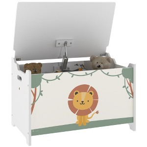 Qaba Toy Box, Toy Chest with Lid, Safety Hinges and Groove Handles, Storage Organizer for Kids, Living Room, Playroom - 1 of 4