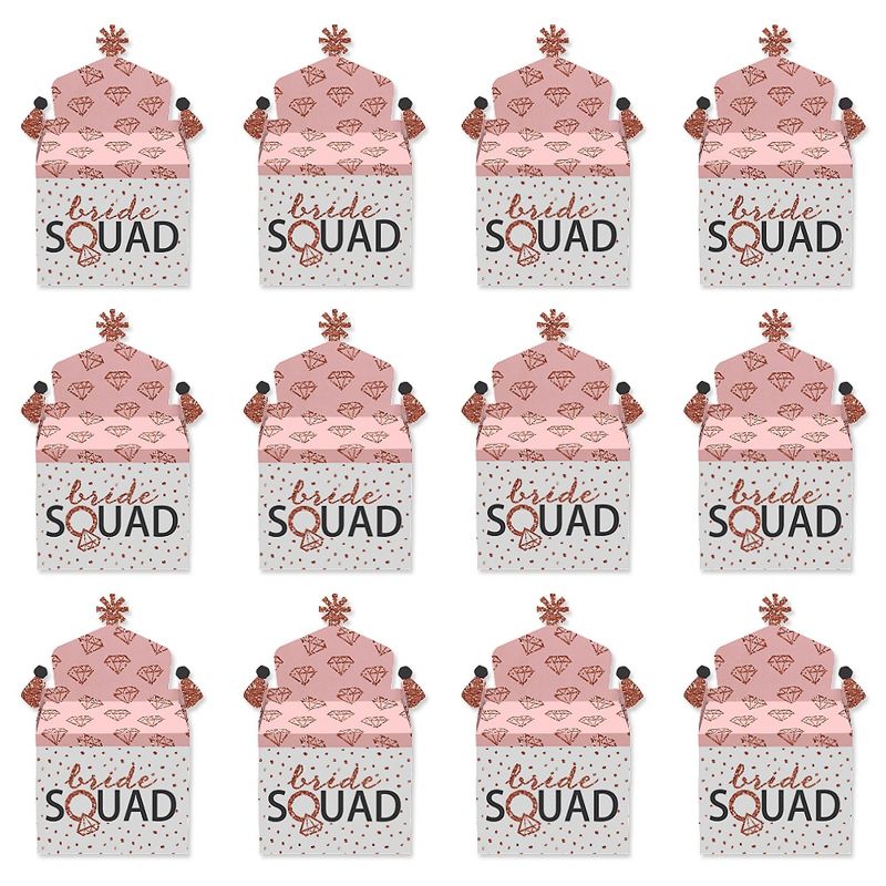 Big Dot of Happiness Bride Squad - Treat Box Party Favors - Rose Gold Bridal Shower or Bachelorette Party Goodie Gable Boxes - Set of 12, 4 of 8