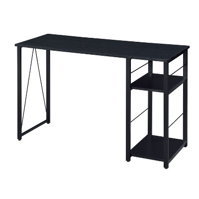 NicBex Home Office Desk 47.5" Modern Writing Desk with Open 2-Tier Storage Shelf, Wooden Desktop and Metal Legs for Office, Study, Living Room