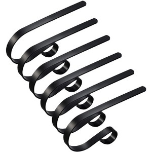 Aoibox 6 Pack Adjustable Non Slip Christmas Stocking Holders with Double Sided Tape for Fireplace Mantel Shelf Holiday Decor Black - 1 of 4