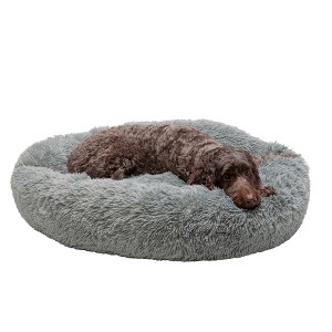 FurHaven Calming Cuddler Long Fur Donut Dog Bed - 1 of 4