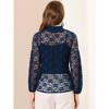 INSPIRE CHIC Women's See Through Mock Neck Long Sleeve Floral Lace Blouse - 3 of 4