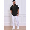 INSPIRE CHIC Men's Casual Henley Band Collar Short Sleeve Summer Linen Shirts - 2 of 4