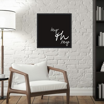 Ooh I Black and White Canvas Typography Art in Floater Frame