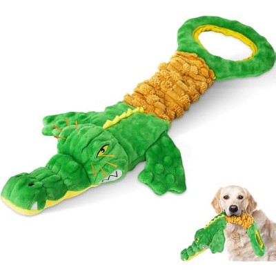 Large Dog Toys, Plush Squeaky Dog Toy with Crinkle Paper and Tug of War Handle, Interactive Puppy Toys for Small, Medium and Large Dogs