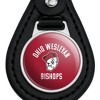 Ohio Wesleyan University Battling Bishops Logo Black Leather Keychain - 3 of 4