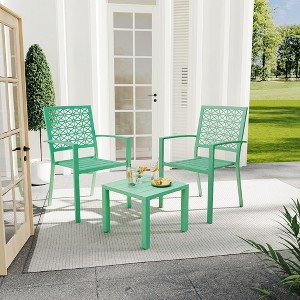 3-Piece All-Iron Patio Bistro Set - Space-Saving, UV-Resistant, 330lb Capacity, Vibrant Colors for Balcony/Garden - 1 of 4