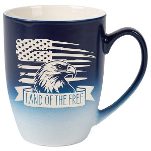 100 North United States of America 10 Ounce Navy Blue and White Two Toned Ombre, Comfortably Fits Your Hands, Ceramic Tea Coffee Cup Mug, Land Of The - 1 of 1