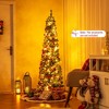 Tangkula 6/7/8 FT Pencil Christmas Tree w392/523/671 Memory Wire Branch Tips 140/190/250 LED Lights - 2 of 4