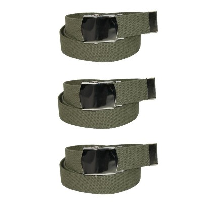 CTM® Big & Tall Cotton Adjustable Belt With Brass Buckle, Olive
