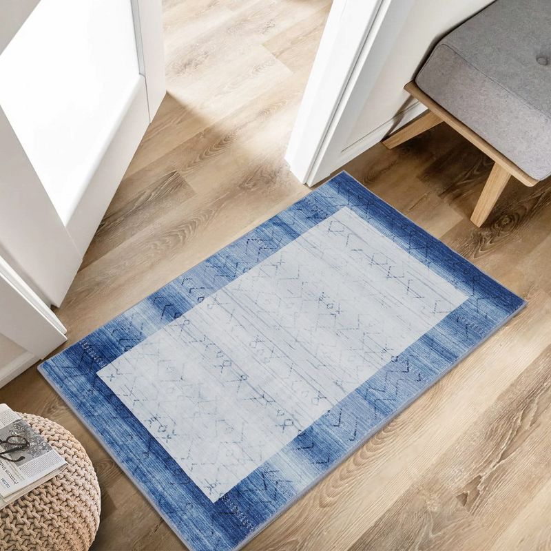 Machine Washable Bordered Rug Indoor Modern Geometric Area Rugs Low Pile Rug Abstract Carpet, 3 of 9