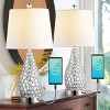 (Set of 2) 22.25" Lily Midcentury Modern Iron LED Table Lamp with USB Charging Port Clear - JONATHAN Y: Bedside, Empire Shade - 3 of 4