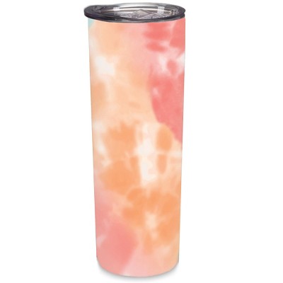 Elanze Designs Tie Dye Design Orange Blue 20 ounce Stainless Steel Travel Tumbler