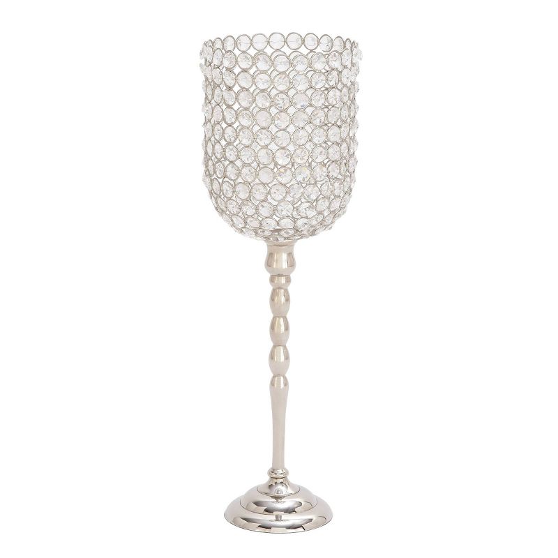 19&#34; x 6&#34; Glam Inverted Bell Shaped Aluminum Iron and Crystal Candle Holder - Olivia &#38; May, 1 of 6
