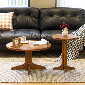 2-Piece Modern Farmhouse Coffee Table Set for Living Room, Chic & Elegant Nested Round Wood Tables, Side & End Table Set for Living & Bedroom Spaces - 1 of 4