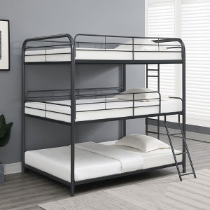 NicBex Full over Full Bunk Bed Metal Bed Frame with Short Inclined Ladder, Long Ladder and Full Length Guardrail, No Box Spring Required - 1 of 4