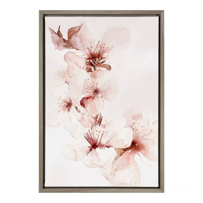 16" x 23" Watercolor Blossoms II Framed Canvas Wall Art - Amanti Art