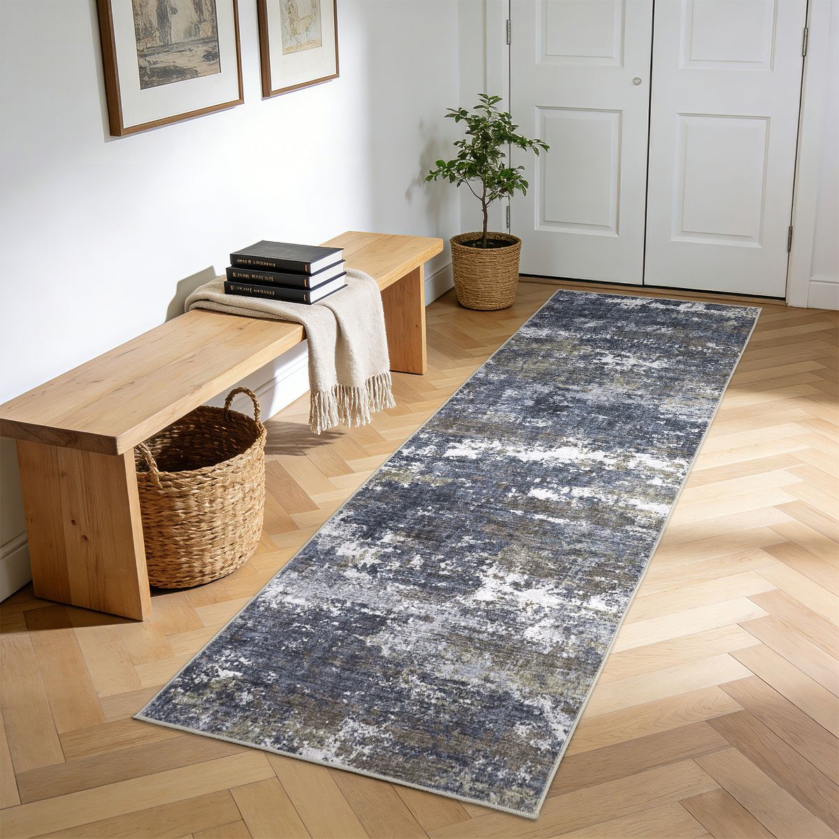 Garvee Abstract Washable Area Rug, Modern Low-Pile Stain Resistant Indoor Rugs for Living Room Bedroom, Soft Foldable Accent Rug