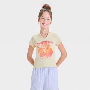 Girls' Short Sleeve Notched Neck Graphic T-Shirt - art class™ - 1 of 4