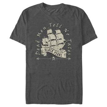 Pirates of The Caribbean: Curse of The Black Pearl Men's Black and White Skull Logo T-Shirt Black