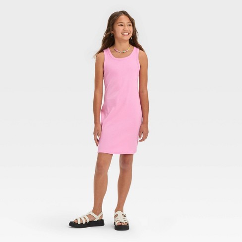 Cotton Rib Tank Dress  Sugar Pink - ShopStyle