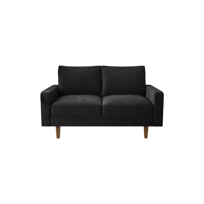 Velvet Loveseat Mid-Century Modern Sofa Tufted Couch with Wooden Legs for Living Room