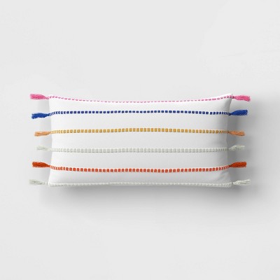 12&#34;x24&#34; Running Lines Rectangular Outdoor Lumbar Pillow Multicolor - Threshold&#8482;