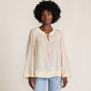 Lands' End Women's Voile Tie Neck Poet Blouse - 1 of 4