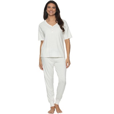 Felina Long Sleeve Top & Drawstring Pants Pajama 2-piece Set In