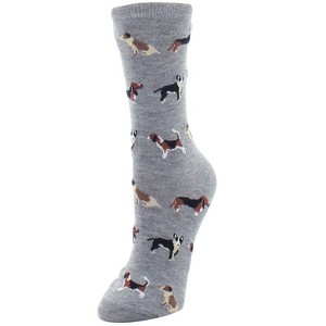 Memoi Puppy Parade Beagle & Pitbull Bamboo Blend Crew Socks - 1 of 2