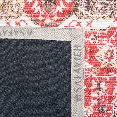 Ivory & Red Flat Woven Cotton Blend 8' x 10' Area Rug