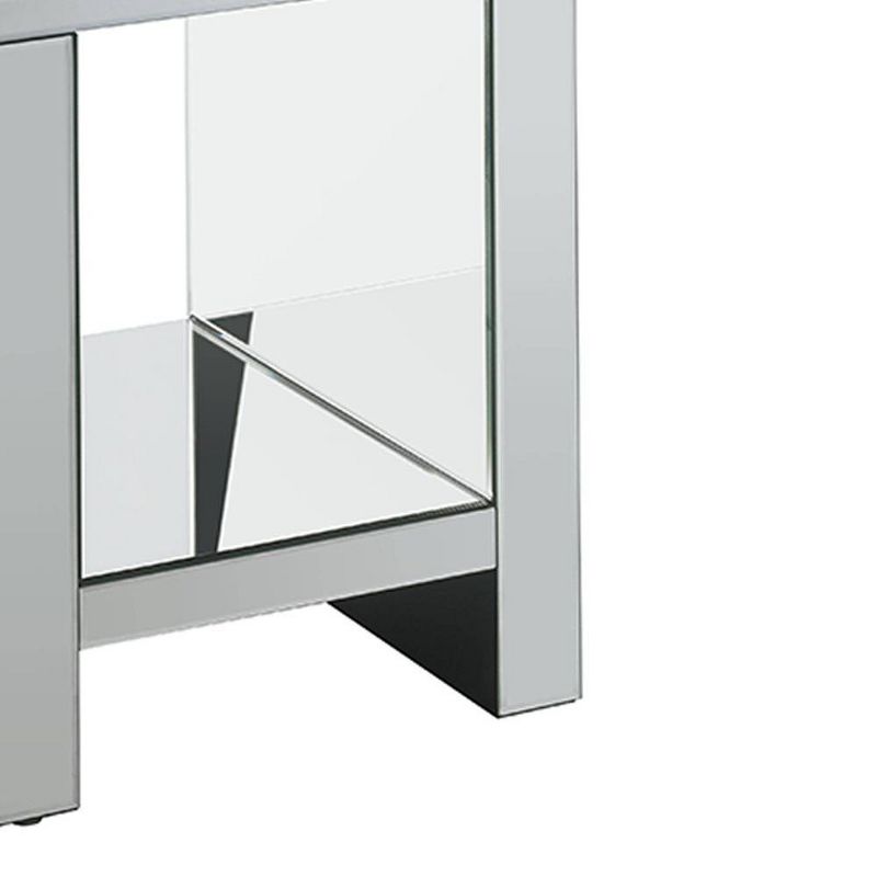 16&#34; Noralie Tempered Glass Mirrored Accent Table Faux Diamonds - Acme Furniture, 5 of 9