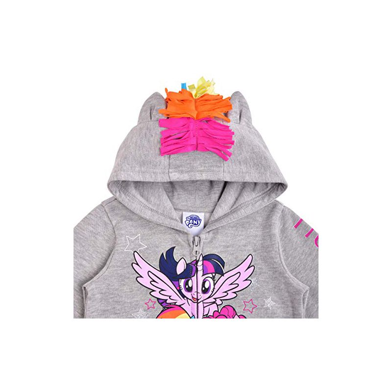 My Little Pony Girl's Zip Up Fashion Hoodie with 3D Ears and Mane For Kids, 2 of 4