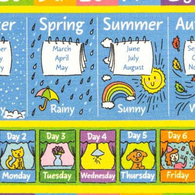 Colorful Educational Alphabet and Seasons Kids Rug, 3'3" x 4'11"