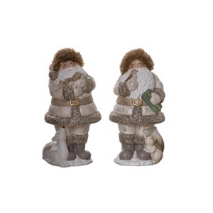 Transpac Cozy Rustic Santa Figurines Set of 2 Terracotta Christmas Decor for Tabletop and Mantel Indoor Holiday Gifts - 1 of 1