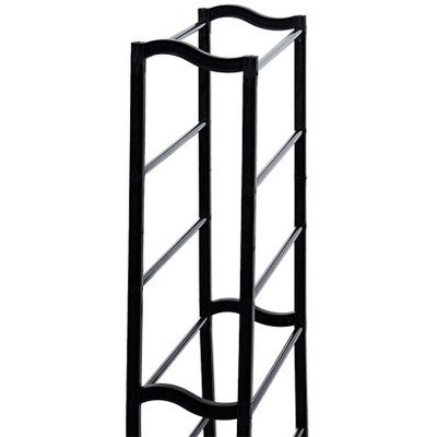 Black Metal and Plastic 21-Pair Stackable Shoe Rack