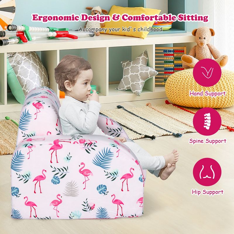 Costway 3-in-1 Convertible Kid Sofa Bed Flip-Out Chair Lounger for Toddler, 4 of 11