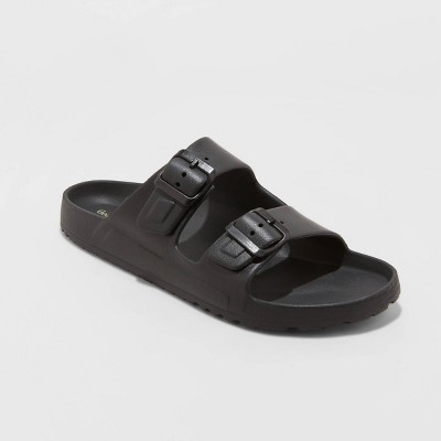 all black slide sandals