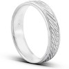 Pompeii3 14k White Gold 5mm Flat Mens Hand Carved Wedding Band - 2 of 4