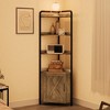 70.9" Tall 5-Tier Corner Shelf with Storage Cabinet, Industrial Farmhouse Bookcase, Multifunctional Display Stand for Living Room & Bedroom - 2 of 4
