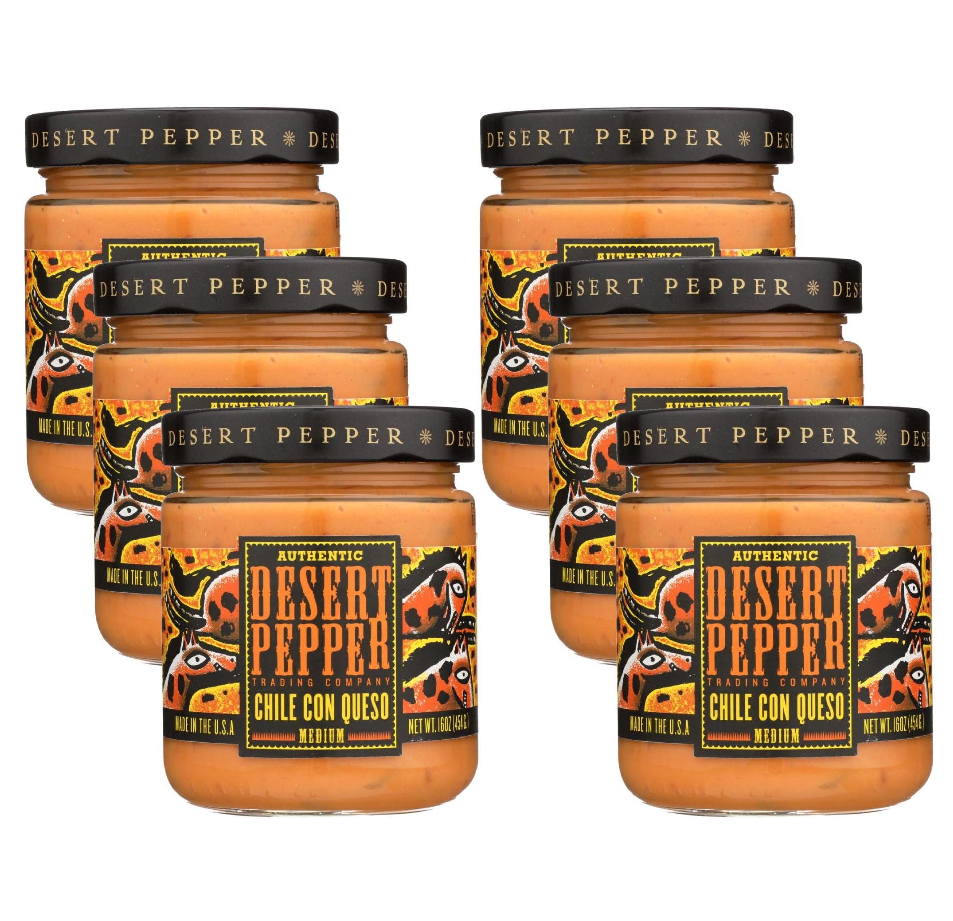 Desert Pepper Trading Medium Chile Con Queso Dip - Case of 6/16 oz