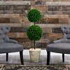 Nearly Natural 4-ft Boxwood Double Ball Artificial Topiary Tree in Country White Planter UV Resistant (Indoor/Outdoor) - 4 of 4