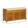 Vynxaria Modern Bamboo Shoe Bench with Storage Cabinets - Brown Entryway Bench with Cushion, 3 Doors - 3 of 4