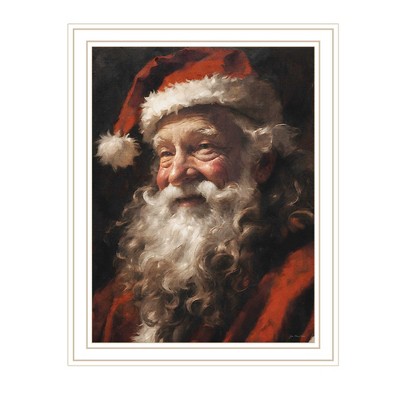 HomeRoots Old World Santa Claus White Framed Wall Art