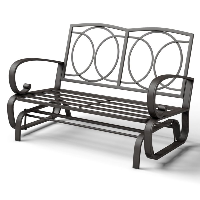 Tangkula Patio Loveseat Bench Steel Frame Furniture Rocking Bench With Cushions Outdoor, 5 of 10