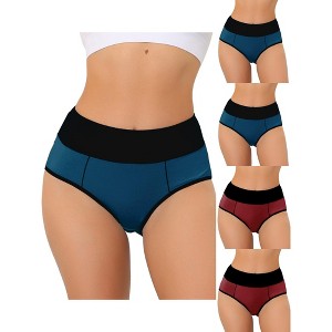 Allegra K Women's Plus Size High Waist Tummy Control Color-Block 5 Packs Available Briefs - 1 of 4