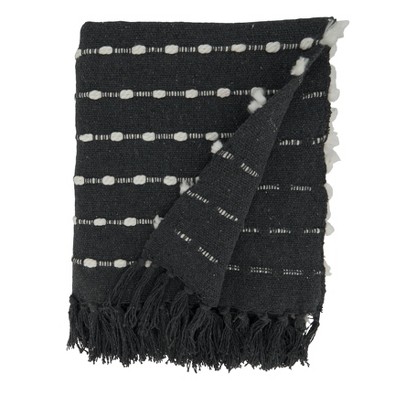 Black and White Dual-Tone Striped Cotton Acrylic Throw Blanket